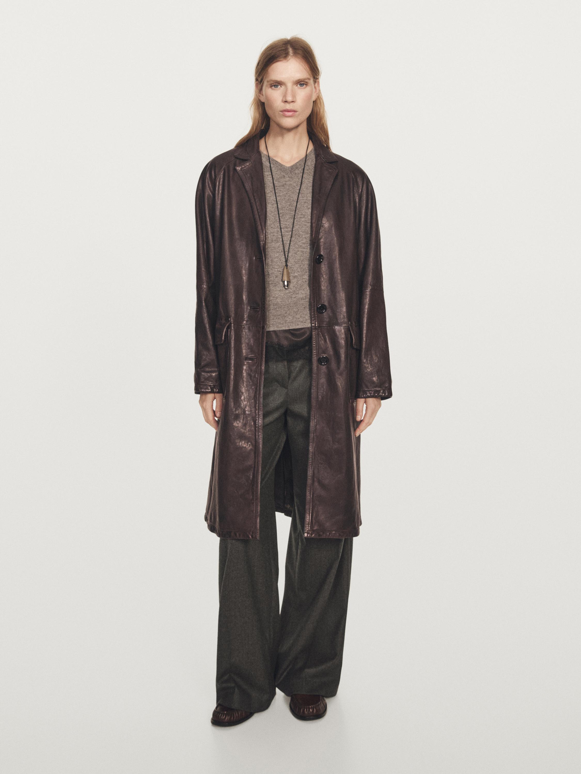 Long nappa leather coat